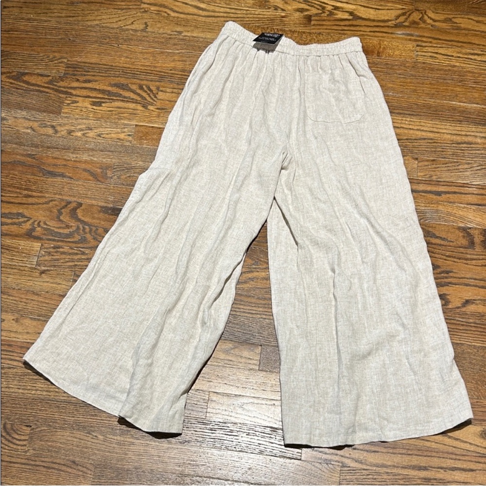 Vera Wang Beige Wide-Leg Linen Pants - Picture 6 of 11